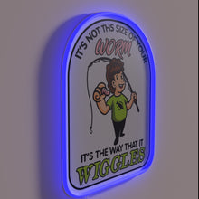 Charger l'image dans la galerie, Vintage neon fishing theme art decor with worm motif.