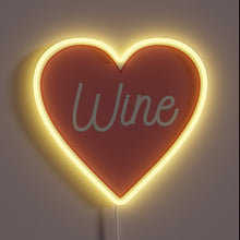 Charger l'image dans la galerie, Vibrant wine heart shaped neon sign with colorful RGB accents