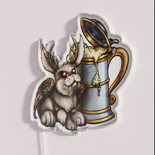 Charger l'image dans la galerie, Unique Bavarian Wolpertinger inspired multicolor neon light decorative wall art