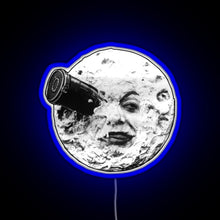 Charger l'image dans la galerie, A Trip to the Moon Le Voyage Dans La Lune face only RGB neon sign blue