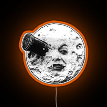 Charger l'image dans la galerie, A Trip to the Moon Le Voyage Dans La Lune face only RGB neon sign orange