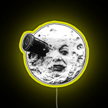 Charger l'image dans la galerie, A Trip to the Moon Le Voyage Dans La Lune face only RGB neon sign yellow