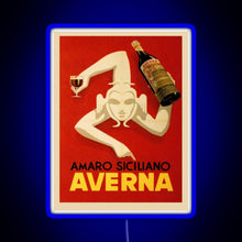 Charger l'image dans la galerie, Bar Amaro Siciliano Averna Red Wine Italy Drink RGB neon sign blue