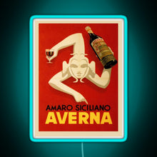 Charger l'image dans la galerie, Bar Amaro Siciliano Averna Red Wine Italy Drink RGB neon sign lightblue