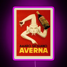 Charger l'image dans la galerie, Bar Amaro Siciliano Averna Red Wine Italy Drink RGB neon sign  pink