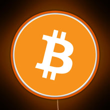 Charger l'image dans la galerie, Bitcoin BTC Logo Crypto Merge Minimalist RGB neon sign orange
