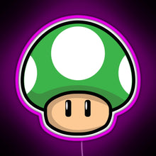 Charger l'image dans la galerie, Cute Green Mushroom with Eyes RGB neon sign  pink