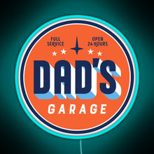 Charger l'image dans la galerie, Dad s Garage clean version RGB neon sign lightblue