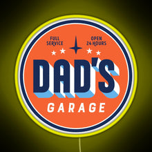 Charger l'image dans la galerie, Dad s Garage clean version RGB neon sign yellow