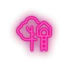 Charger l'image dans la galerie, pink family children house playground outdoors tree child kid baby treehouse led neon factory