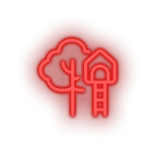 Charger l'image dans la galerie, red family children house playground outdoors tree child kid baby treehouse led neon factory