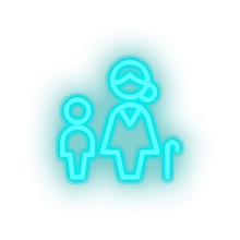 Charger l'image dans la galerie, ice_blue family parent mother children human cane person old child kid baby grandmother led neon factory