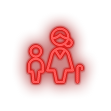 Charger l'image dans la galerie, red family parent mother children human cane person old child kid baby grandmother led neon factory
