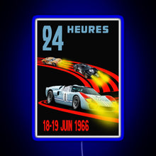 Charger l'image dans la galerie, Ford GT40 Mk2 1st 2nd 3rd 24 Hours 1966 RGB neon sign blue
