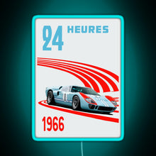 Charger l'image dans la galerie, Ford GT40 Mk2 Ken Miles 24 Hours 1966 Ford v Ferrari RGB neon sign lightblue