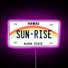 Charger l'image dans la galerie, Hawaii Sunrise Licence Plate RGB neon sign  pink