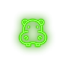 Charger l'image dans la galerie, green hippopotamus led animal cartoon fauna herbivore hippo hippopotamus zoo neon factory