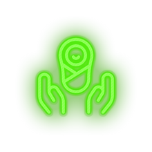 Charger l'image dans la galerie, green infant hold family children newborn child hands kid baby led neon factory