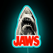Charger l'image dans la galerie, JAWS Great White Shark RGB neon sign lightblue