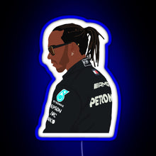 Charger l'image dans la galerie, Lewis Hamilton for Mercedes at 2021 pre season testing at Bahrain RGB neon sign blue