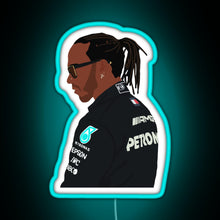 Charger l'image dans la galerie, Lewis Hamilton for Mercedes at 2021 pre season testing at Bahrain RGB neon sign lightblue
