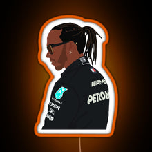 Charger l'image dans la galerie, Lewis Hamilton for Mercedes at 2021 pre season testing at Bahrain RGB neon sign orange