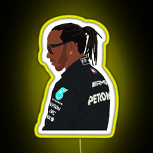 Charger l'image dans la galerie, Lewis Hamilton for Mercedes at 2021 pre season testing at Bahrain RGB neon sign yellow