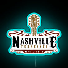 Charger l'image dans la galerie, Nashville Tennessee Music City USA America Gift RGB neon sign lightblue