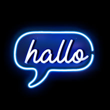 Charger l'image dans la galerie, Blue neon sign - German hallo hello