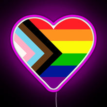 Charger l'image dans la galerie, Progress Pride Flag Heart RGB neon sign  pink