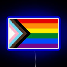 Charger l'image dans la galerie, Progress Pride Flag RGB neon sign blue