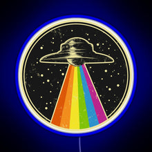 Charger l'image dans la galerie, Queer UFO Rainbow UFO Alien Abduction Queer LGBT Gay Pride RGB neon sign blue