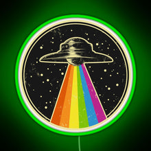 Charger l'image dans la galerie, Queer UFO Rainbow UFO Alien Abduction Queer LGBT Gay Pride RGB neon sign green