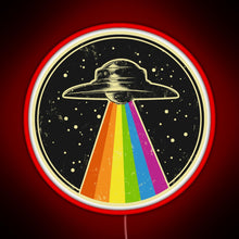 Charger l'image dans la galerie, Queer UFO Rainbow UFO Alien Abduction Queer LGBT Gay Pride RGB neon sign red