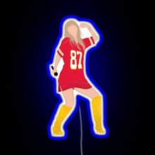 Charger l'image dans la galerie, Taylor Swift x Travis Kelce Jersey RGB neon sign blue