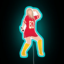 Charger l'image dans la galerie, Taylor Swift x Travis Kelce Jersey RGB neon sign lightblue