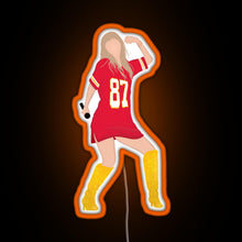 Charger l'image dans la galerie, Taylor Swift x Travis Kelce Jersey RGB neon sign orange