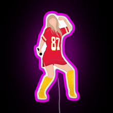 Charger l'image dans la galerie, Taylor Swift x Travis Kelce Jersey RGB neon sign  pink