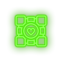 Charger l'image dans la galerie, green video game logo companion cube led neon factory