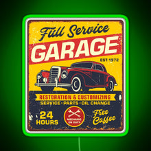 Charger l'image dans la galerie, Vintage Full Service Garage Sign RGB neon sign green