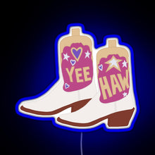 Charger l'image dans la galerie, YeeHaw Cowboy Boots RGB neon sign blue