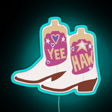 Charger l'image dans la galerie, YeeHaw Cowboy Boots RGB neon sign lightblue