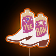 Charger l'image dans la galerie, YeeHaw Cowboy Boots RGB neon sign orange