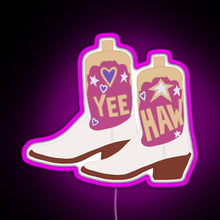 Charger l'image dans la galerie, YeeHaw Cowboy Boots RGB neon sign  pink