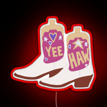 Charger l'image dans la galerie, YeeHaw Cowboy Boots RGB neon sign red