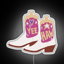 Charger l'image dans la galerie, YeeHaw Cowboy Boots RGB neon sign white