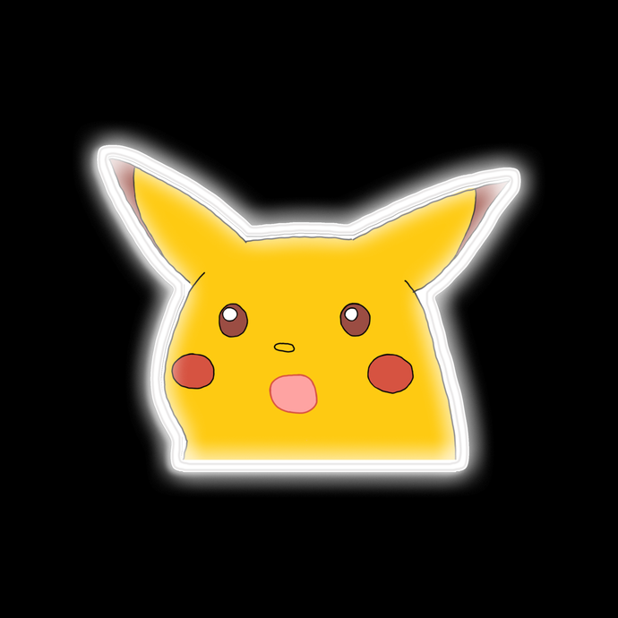 Pikachu surpris visage meme néon signe USD165