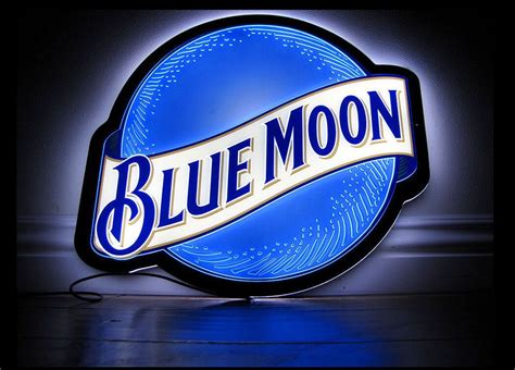 Signe d'éclairage de bière de lune bleue