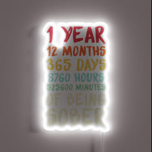 Charger l&#39;image dans la galerie, Recovery Milestone Celebration One Year Sobriety Achieved Neon Light Sign