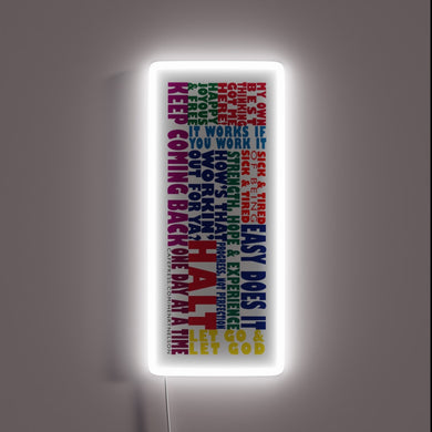 Recovery Guidance in Bold Neon Letters, Inspiring Hope and Serenity